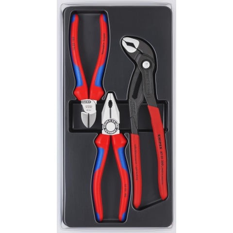 KNIPEX 3Pc Best Seller Plier Set - 250mm Cobra,180mm Combo Plier & 160mm Diagonal Cutter