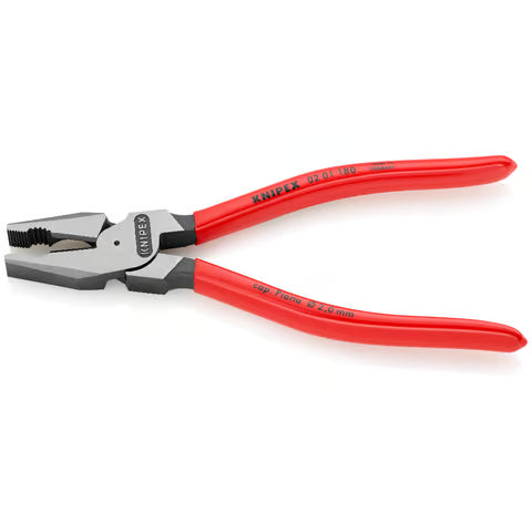 KNIPEX Pliers, Combination High Leverage, Plastic Coated, 180mm