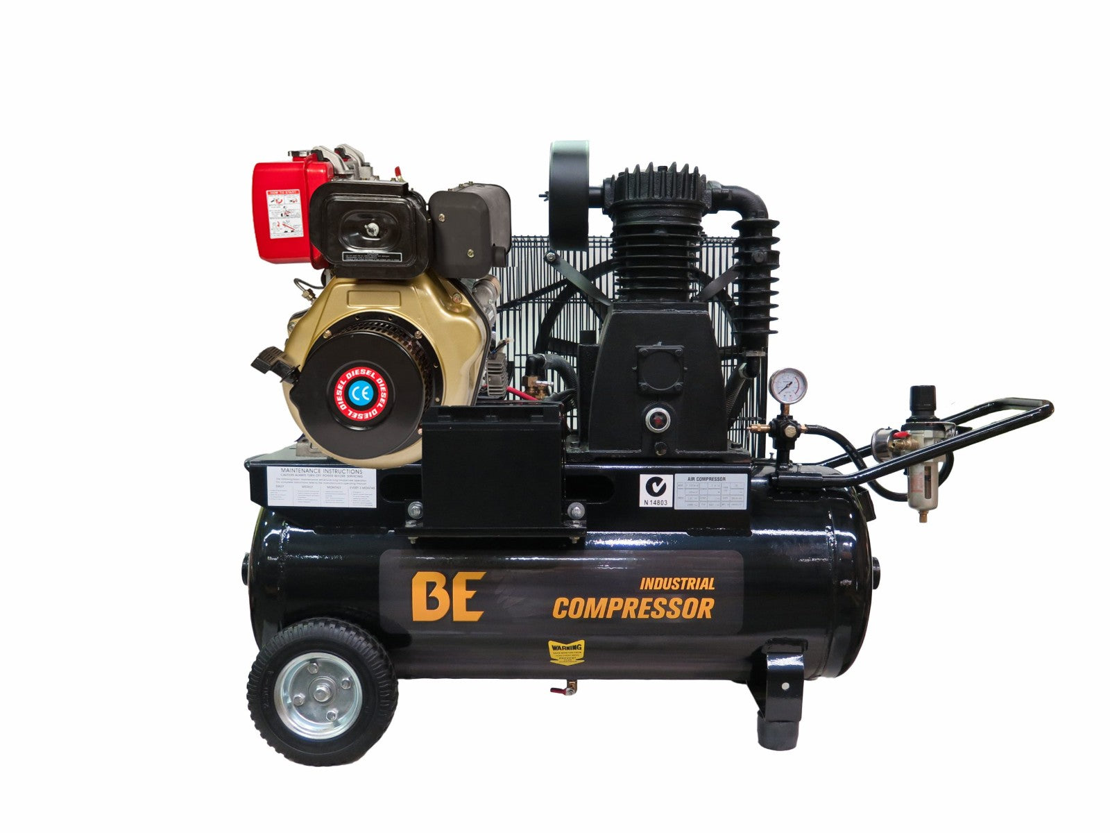 BE 70L Air Compressor - 4.8hp Diesel, Belt Drive | D7048-HL