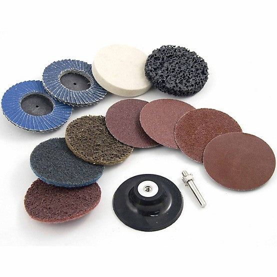 108pcs 2Inch Roll Lock Sanding Disc Kit with Backing Pad Quick Change Discs