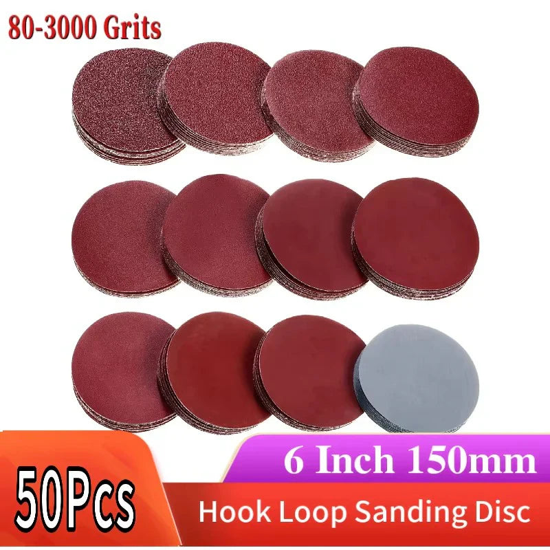 50 Pack 150mm Hook It Disc MIXED GRITS P80- P3000