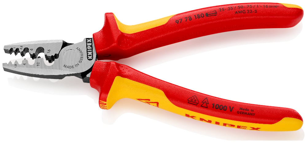 KNIPEX Crimping Pliers 180mm for Cable Links 1000V VDE
