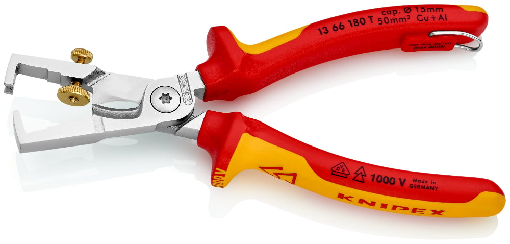 KNIPEX StriX Insulation Stripping Pliers (VDE) w/ Tether Attachment