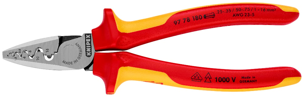 KNIPEX Crimping Pliers 180mm for Cable Links 1000V VDE