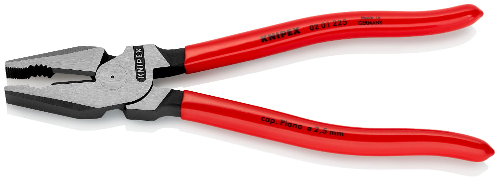 KNIPEX Pliers, Combination High Leverage, Plastic Coated, 225mm