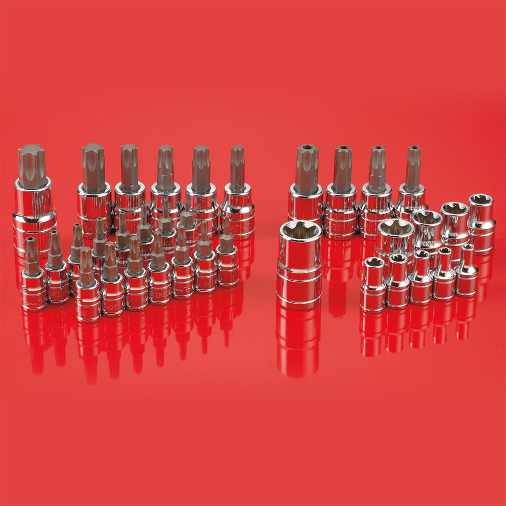 Powerbuilt 1/4”, 3/8”, 1/2” Dr 35pc Male & Female Torx Socket Set
