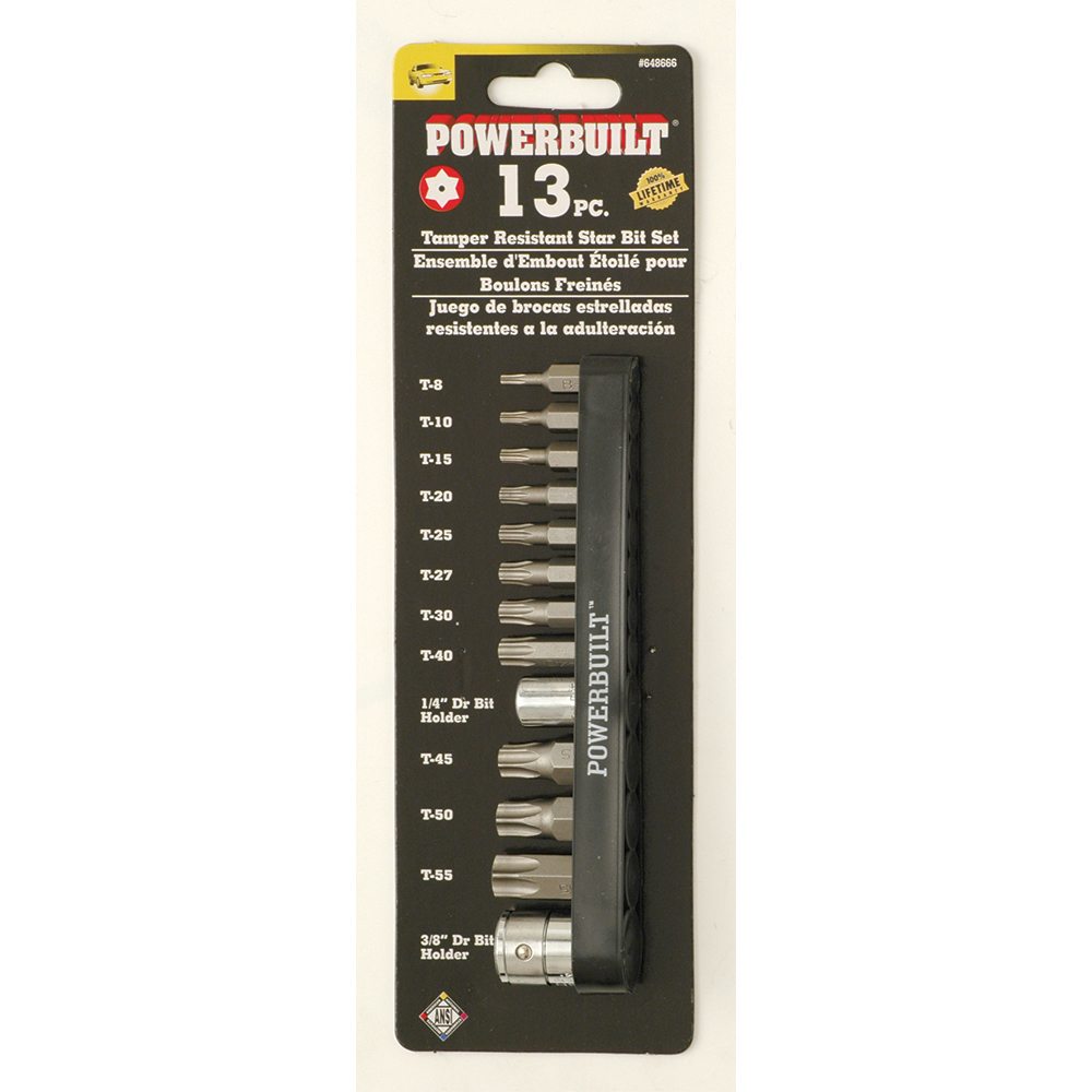 Powerbuilt 13pc Tamper Proof Torx Bit Set