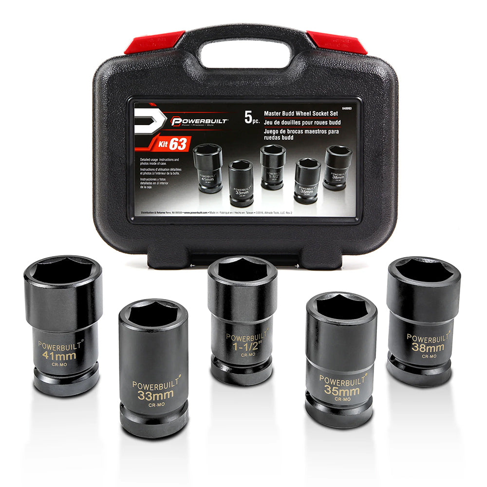 Powerbuilt 1in Dr 5pc Master Budd Wheel Socket Set