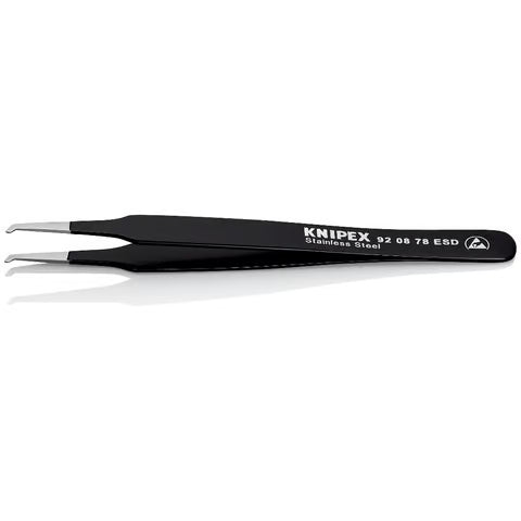 KNIPEX Tweezers Stainless Steel Angled Tips Smooth Grip Surface