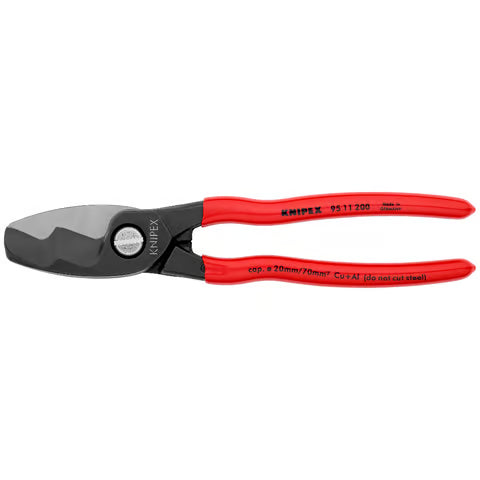 KNIPEX Shears Cable, Twin Cutting Edge, Plastic Coated, 200mm