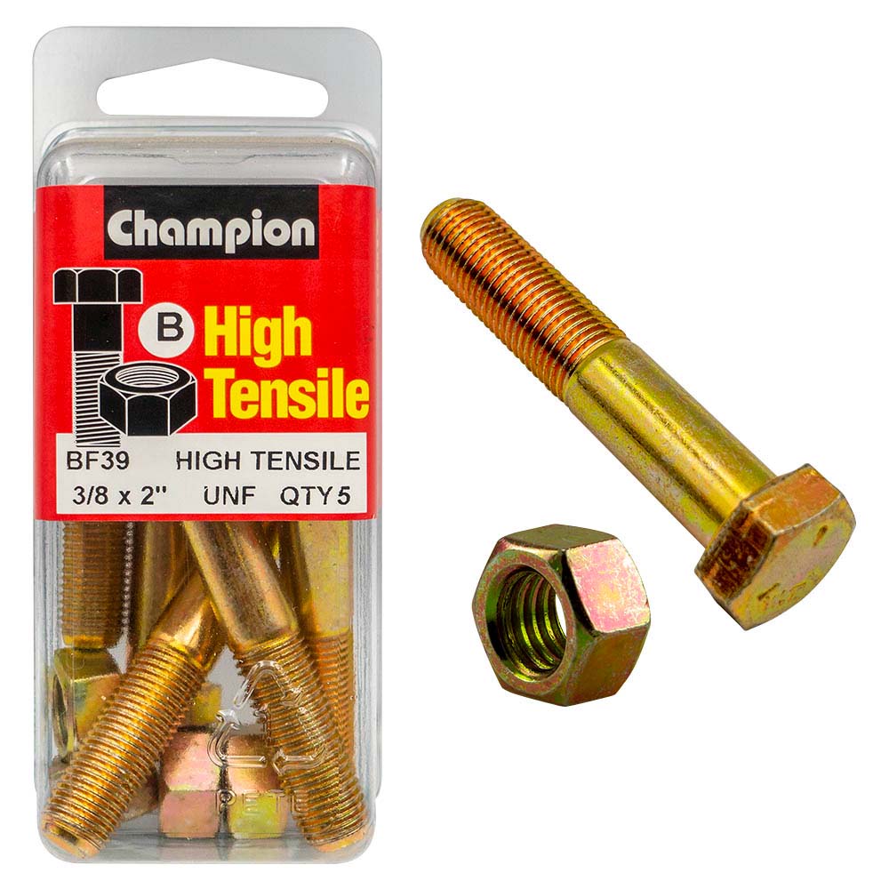 Champion 2in x 3/8in Bolt And Nut (B) - GR5