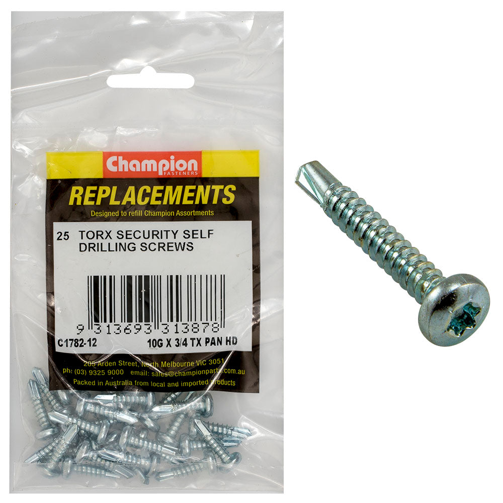 Champion 10G x 3/4in S/Drilling Screw -Pan -Tx -25pk