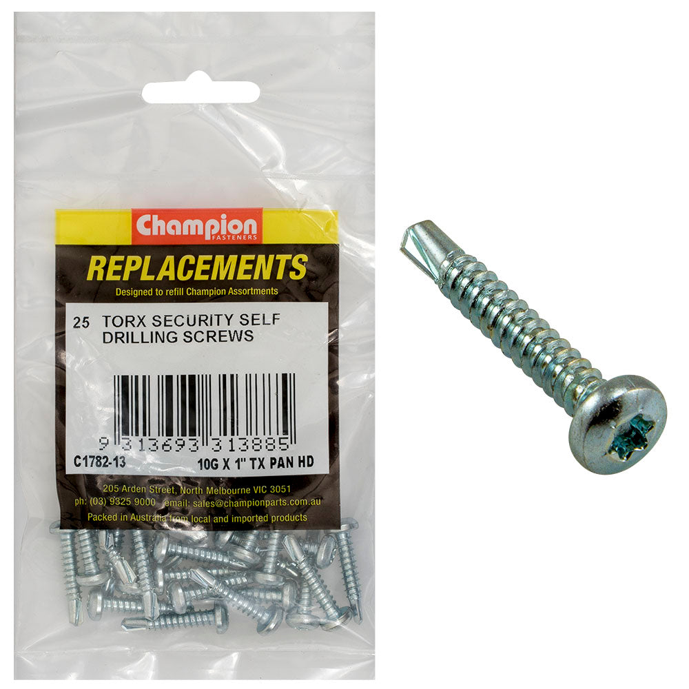Champion 10G x 1in S/Drilling Screw -Pan -Tx -25pk