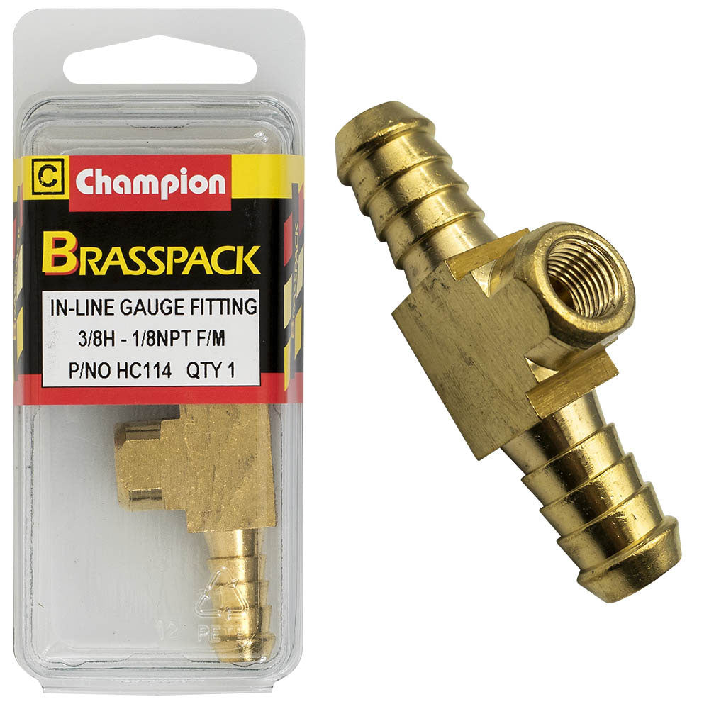 Champion In-Line Gauge Fittings Brass 3/8inH-1/8inNpt Female