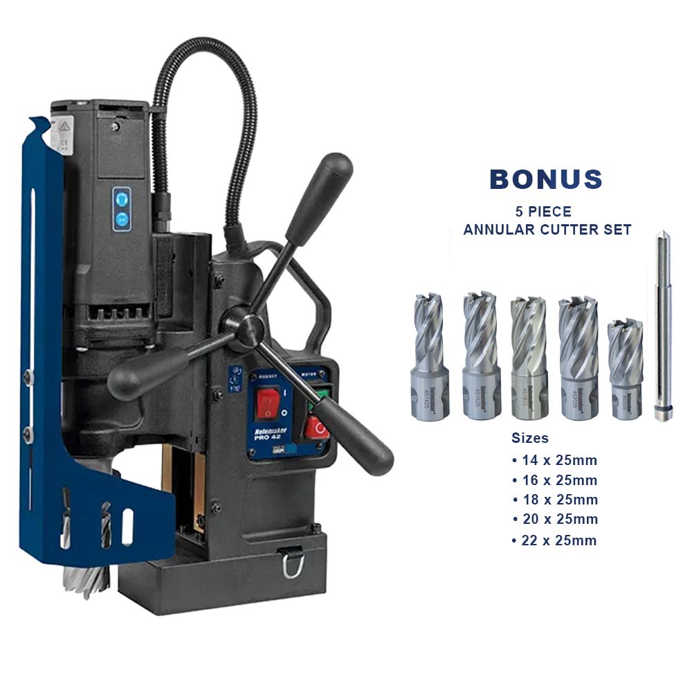 Holemaker PRO42 Mag Drill 1020W/440RPM - Bonus Cutter Set