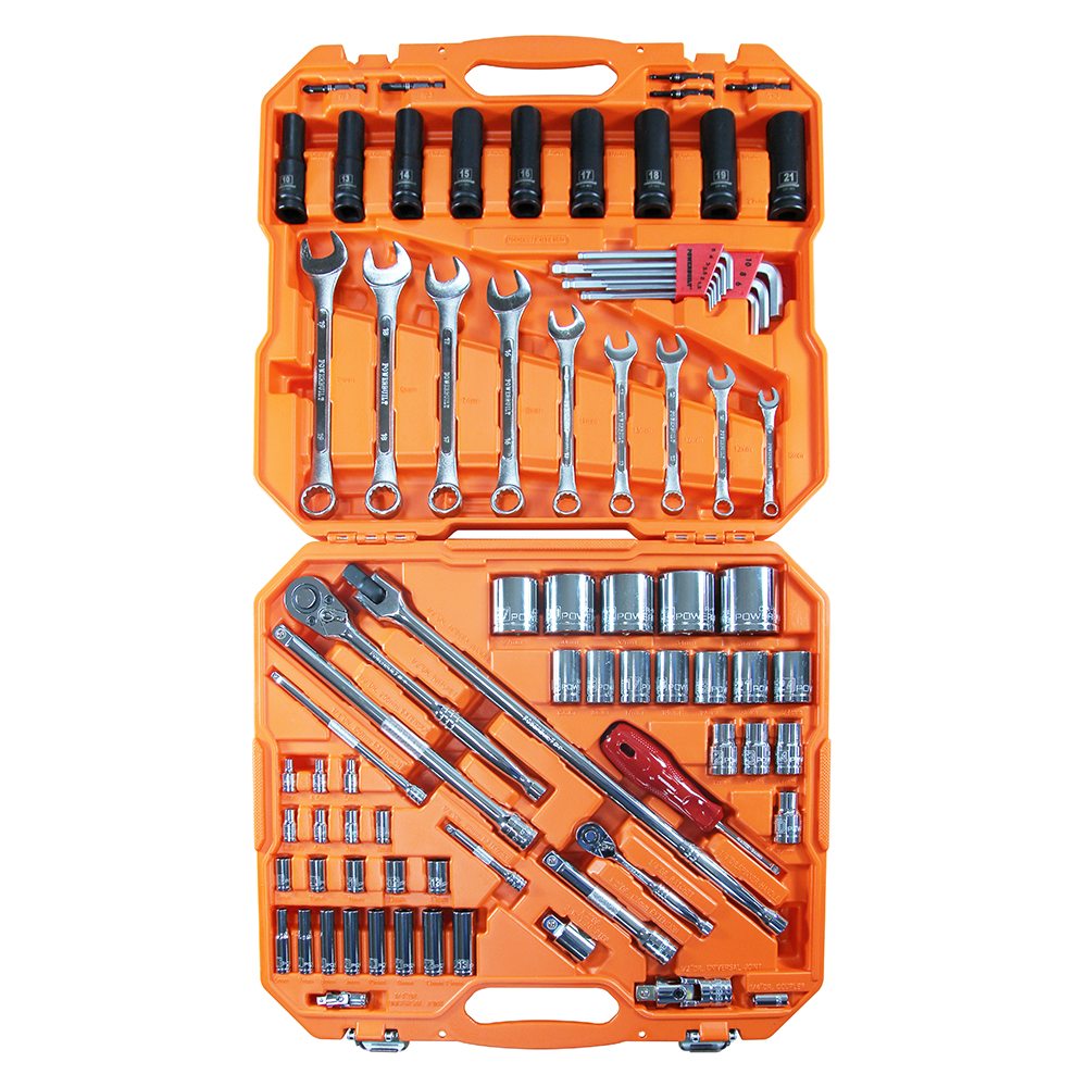 Powerbuilt 1/4” Dr, 1/2” Dr 81pc Metric Tradie Tool Set
