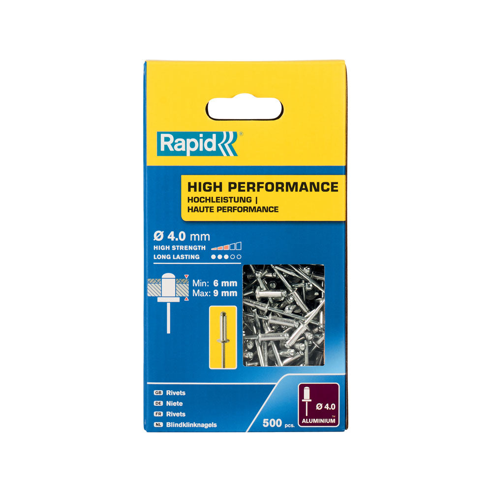 Rapid Rivets 4x12mm Aluminium 500pcs Box