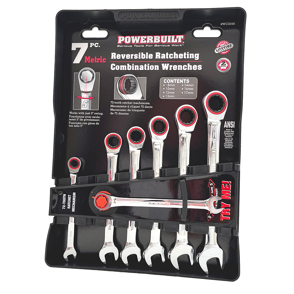 Powerbuilt 7pc Metric Reversible Gear Spanner Set
