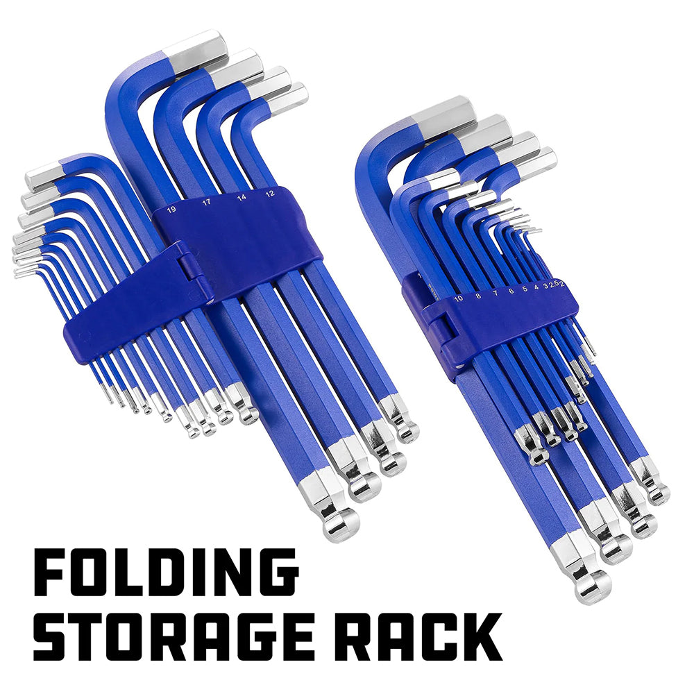 Powerbuilt 13pc Jumbo Long Magnetic Metric Hex Key Wrench Set