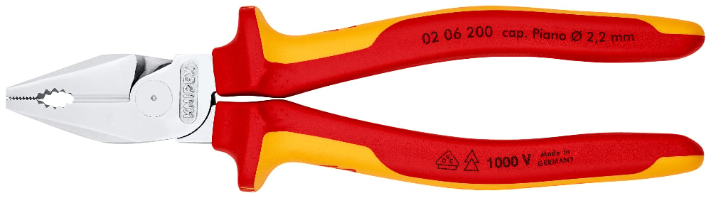 KNIPEX Pliers, Combination High Leverage, VDE, 200mm
