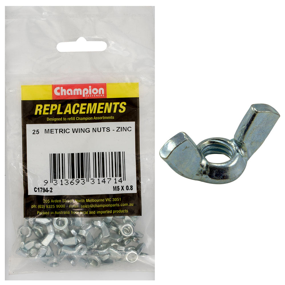 Champion M5 x 0.8 Wing Nut -25pk