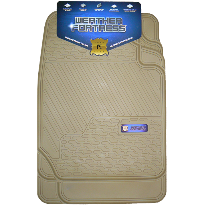 Posh Pile Weather Fortress 2 Piece Rubber Universal Fit Set Tan-Car Mats-Tool Factory