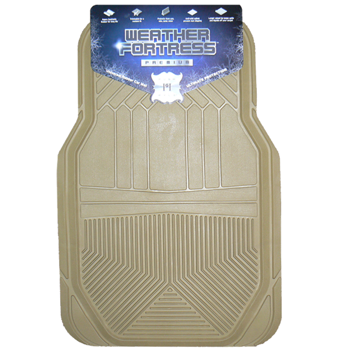 Posh Pile Weather Fortress Premium 4 Piece Rubber Universal Fit Set Tan-Car Mats-Tool Factory