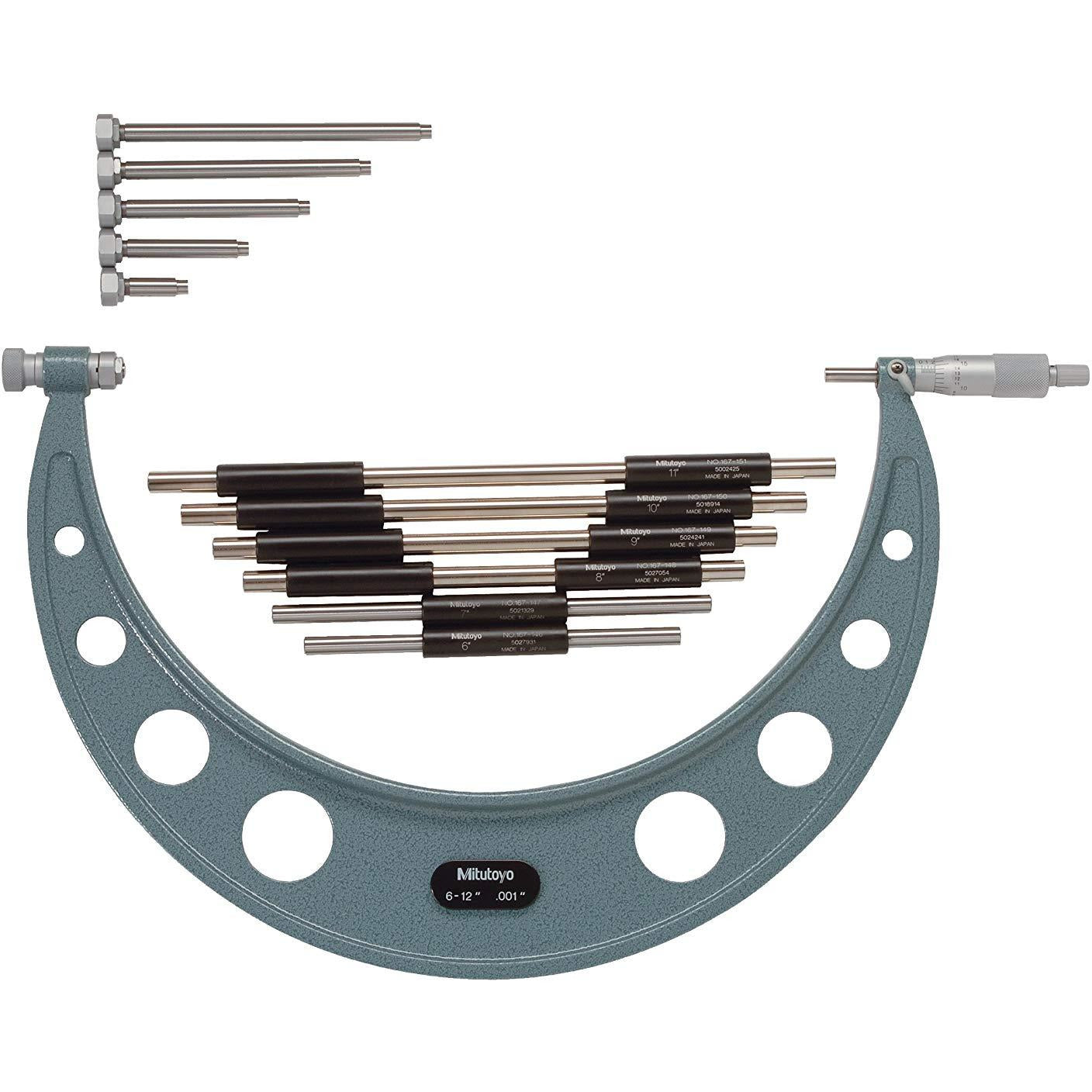 Mitutoyo Outside Micrometer Set Interchangeable Anvils 6-12" x .001" with Interchangeable Anvils-Mitutoyo-Tool Factory