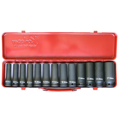 Koken 1/2"Dr Deep Impact Socket Set - 13pc 10-27mm 6pt Deep Impact Sockets-Sockets & Accessories-Tool Factory
