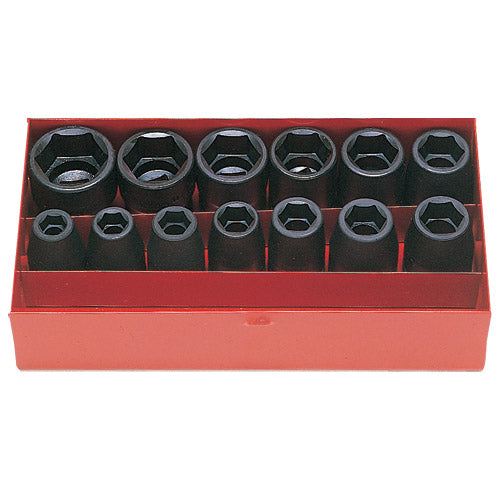 Koken 1/2" Dr Impact Socket Set - 12pc 3/8"-1.1/8" 6pt Impact Sockets-Sockets & Accessories-Tool Factory