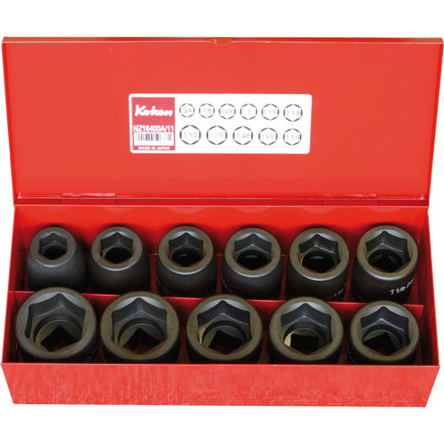 Koken 3/4" Dr Impact Socket Set - 11pc 3/4"-1.1/2" 6pt Impact Sockets-Sockets & Accessories-Tool Factory