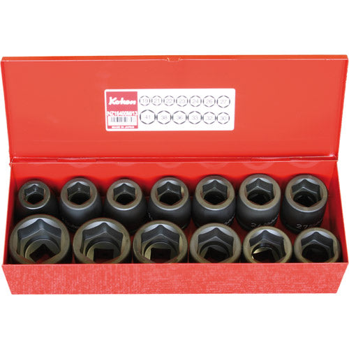 Koken 3/4" Dr Impact Socket Set - 13pc 19-41mm 6pt Impact Sockets-Sockets & Accessories-Tool Factory