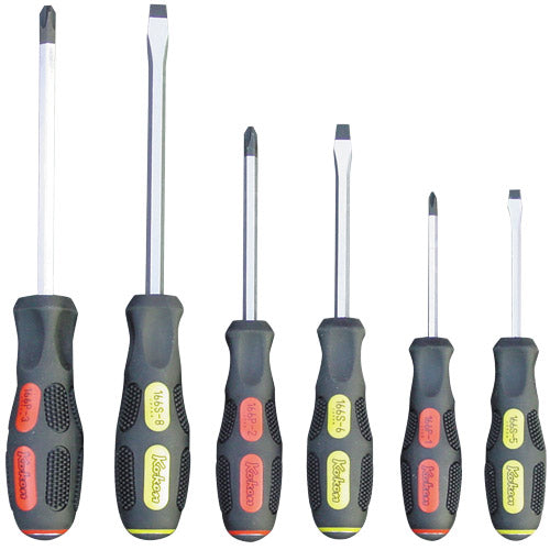 Koken 166PS Screwdriver Set Heavy Duty 6pc #1-3 Phillips & 5-8mm Flat Blade