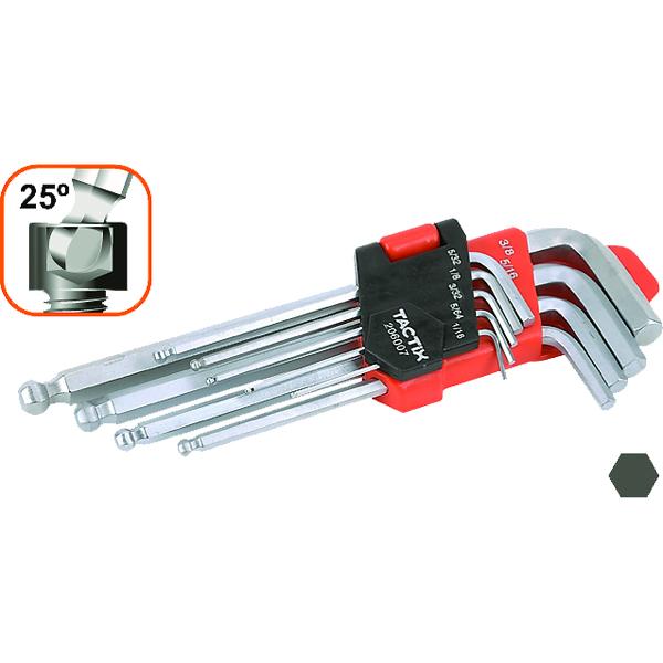 Tactix 9Pc Hex Key Ball Point End Set-Sae | Wrenches & Spanners - Sets-Hand Tools-Tool Factory