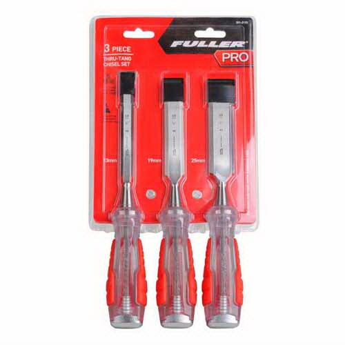 Fuller Fuller Pro 301-2133 Thru-Tang 3-pce Chisel Set 13 19 25mm Red/Silv