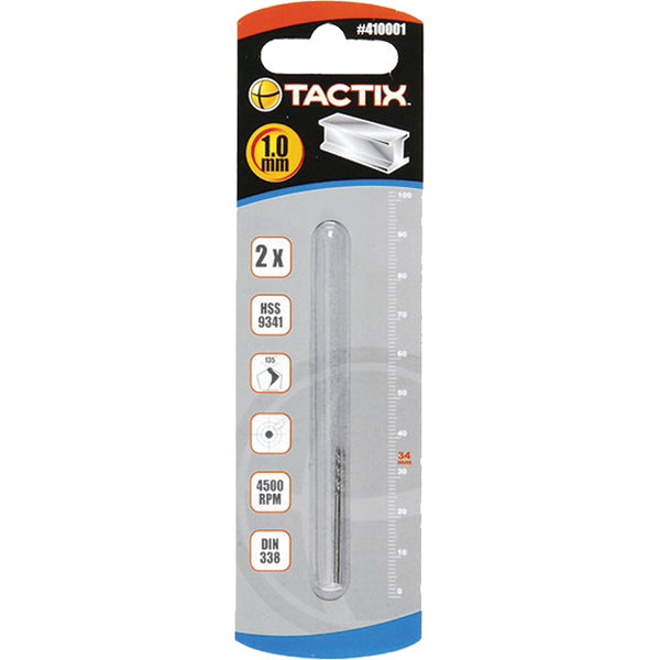 Tactix HSS Twist Drill 1mm 2pc**