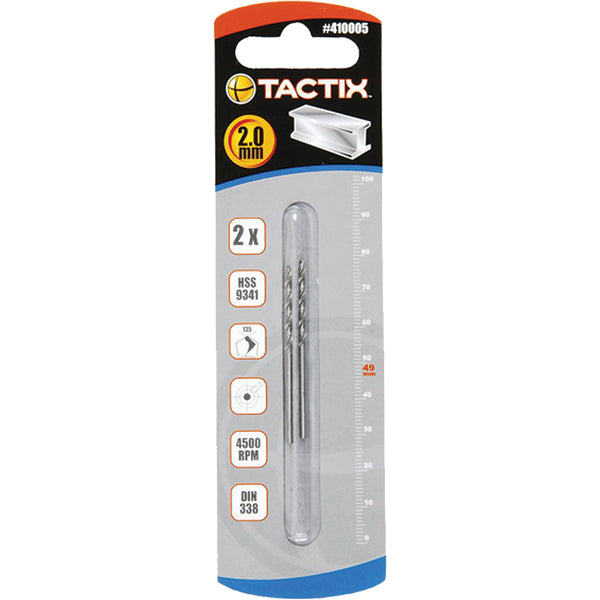 Tactix HSS Twist Drill 2mm 2pc**