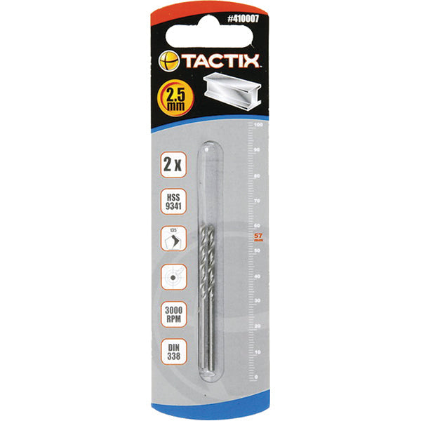 Tactix HSS Twist Drill 2.5mm 2pc**