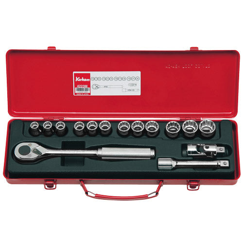 Koken 1/2" Dr Socket Set - 15pc 10-22mm-Sockets & Accessories-Tool Factory