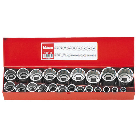 Koken 1/2" Dr Socket Set - 22pc 10-32mm-Sockets & Accessories-Tool Factory