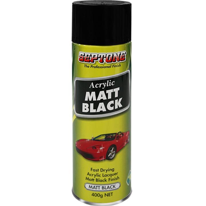 Septone Acrylic Matt Black Aerosol 400G-Paint Products-Tool Factory