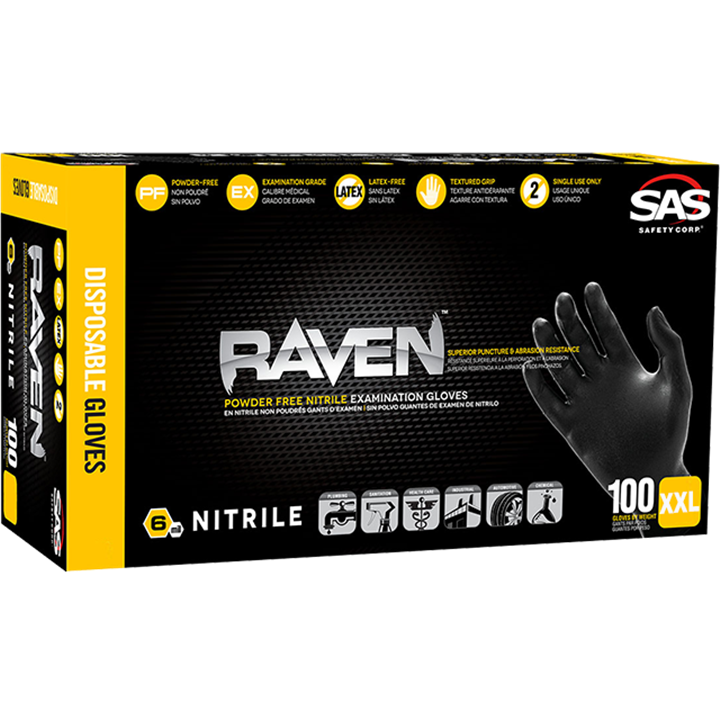 Sas Raven Blk Pf Nitrile - Xxl-Gloves-Tool Factory