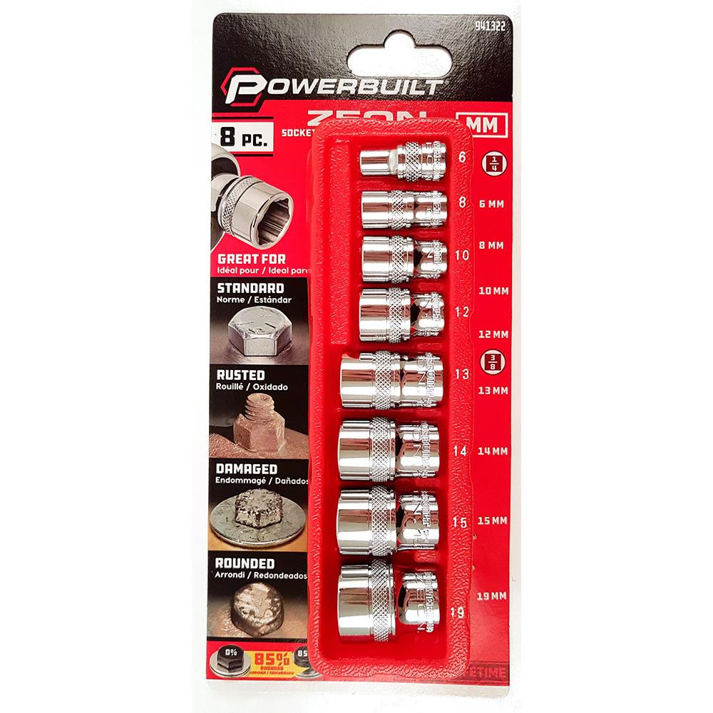 Powerbuilt 1/4” Dr , 3/8” Dr 8pc Metric ZEON Socket Set