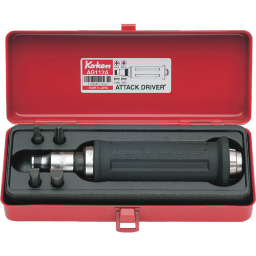 Koken 1/2" Dr Attack Driver Rubber Grip Handle - 6pc #2-3 Phillips, 9-11mm Flat-Sockets & Accessories-Tool Factory