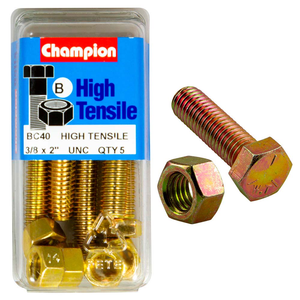 Champion 2 x 3/8in Set Screw & Nut (B) - GR5