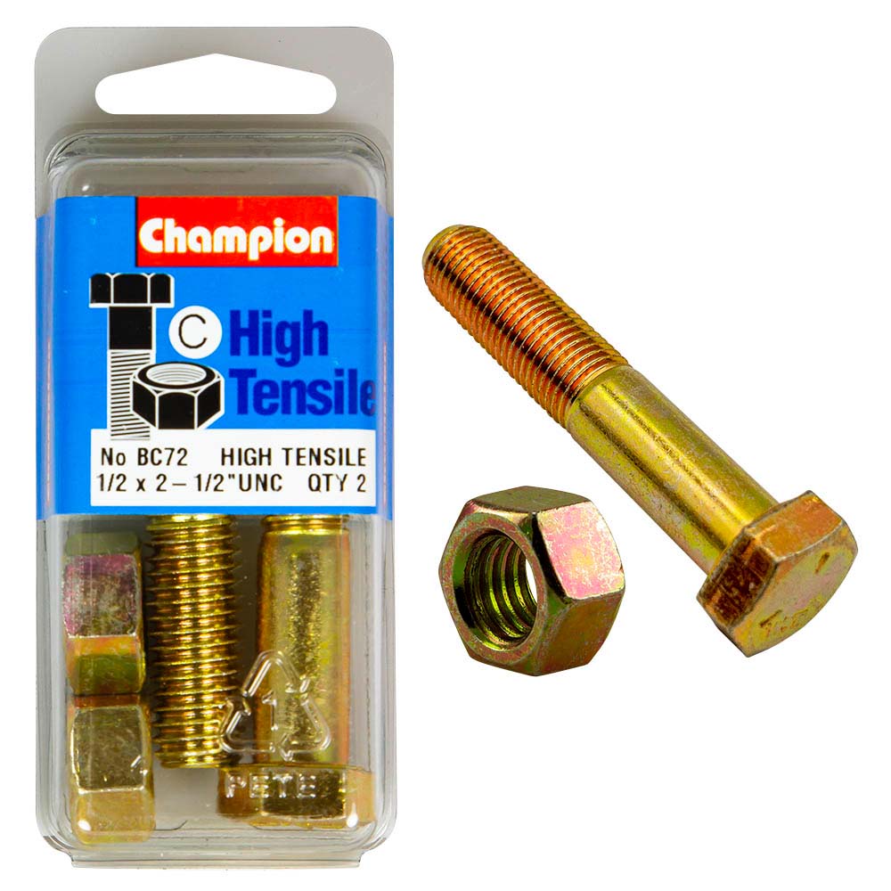 Champion 2-1/2in x 1/2in Bolt And Nut (C) - GR5