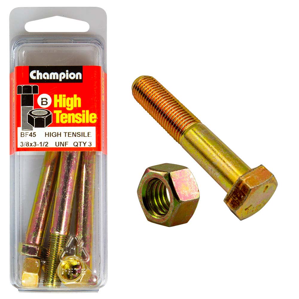Champion 3-1/2in x 3/8in Bolt And Nut (B) - GR5