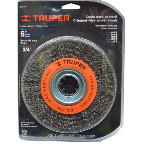 Truper Wire Wheel Brush Crimped for Bench Grinder 150mm x 19mm