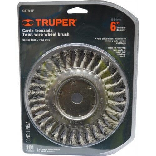 Truper Wire Wheel Brush Twisted for Bench Grinder 150mm x 19mm