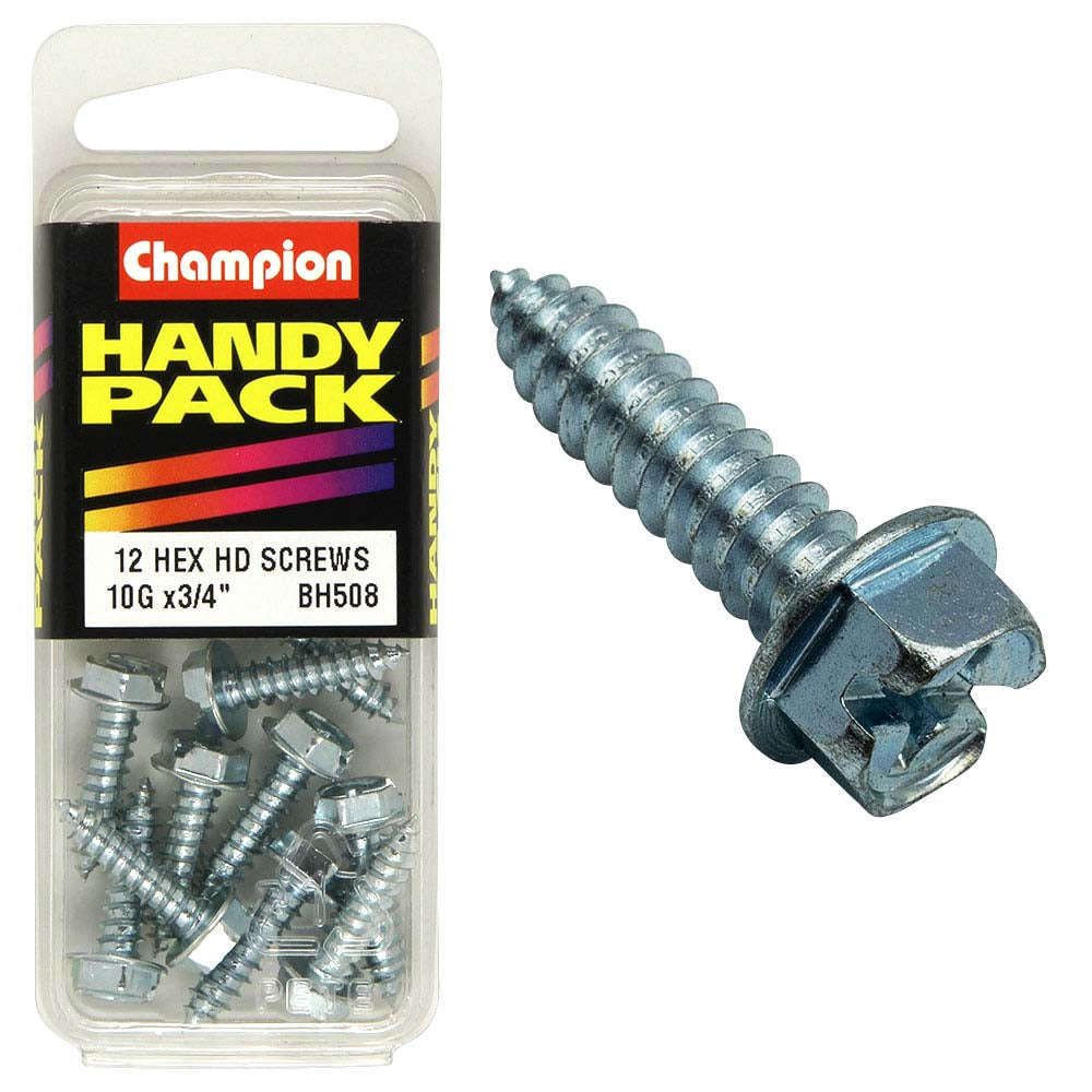 Champion 10G x 3/4in S/Tap Set Screw - Hex HD